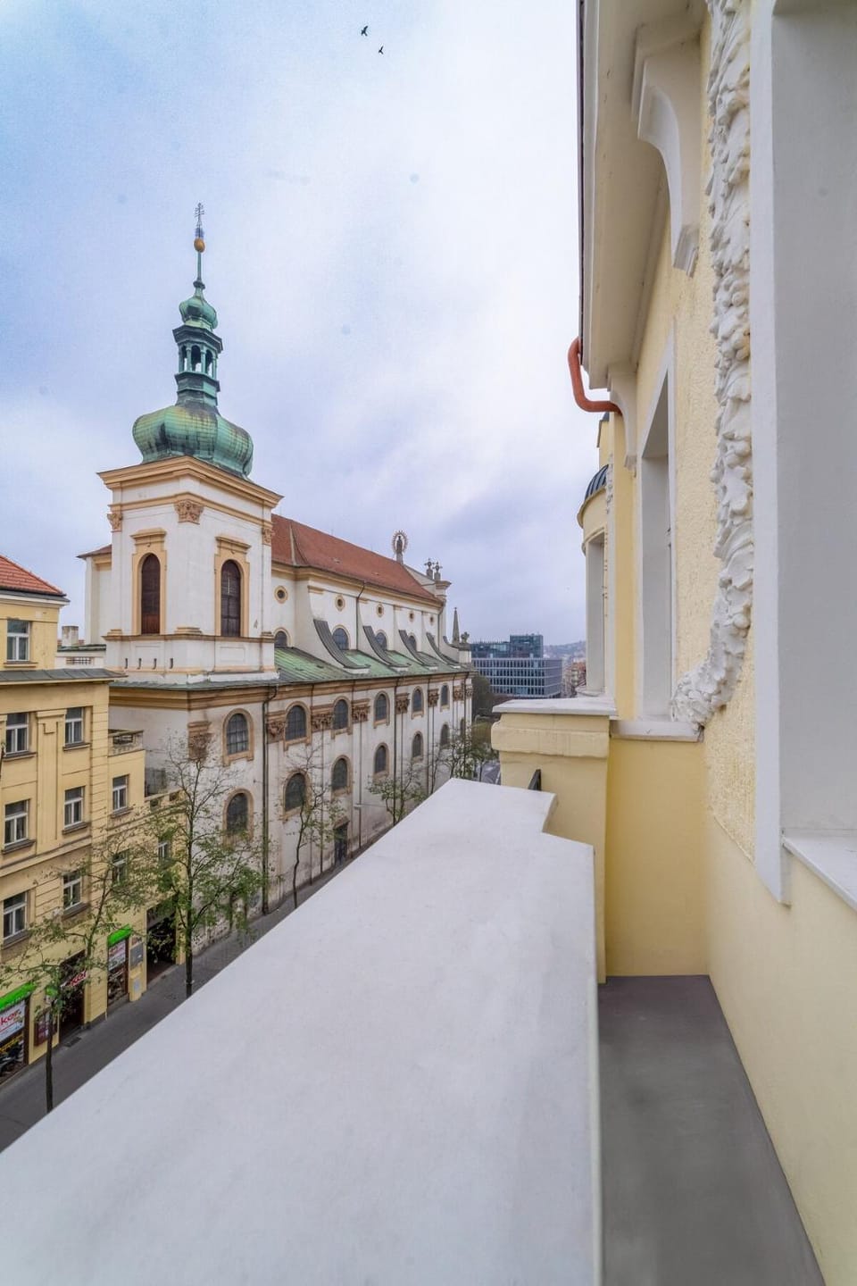 Chic Navy Studio with Balcony & Church View Apartment in Prague