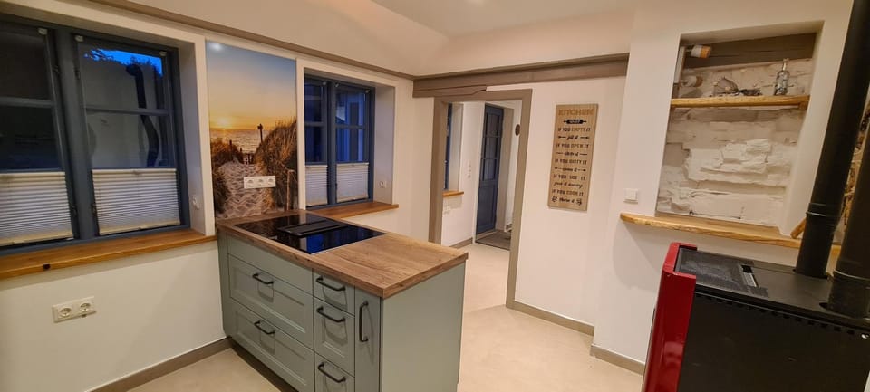 Kitchen or kitchenette, stove