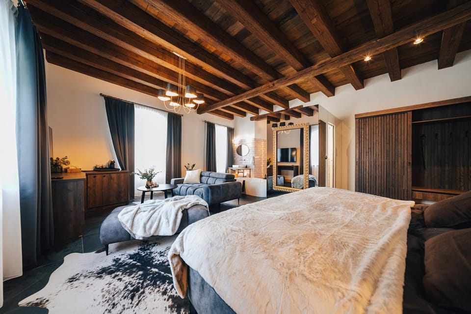 Bed, Living room, Photo of the whole room, Seating area, Bedroom