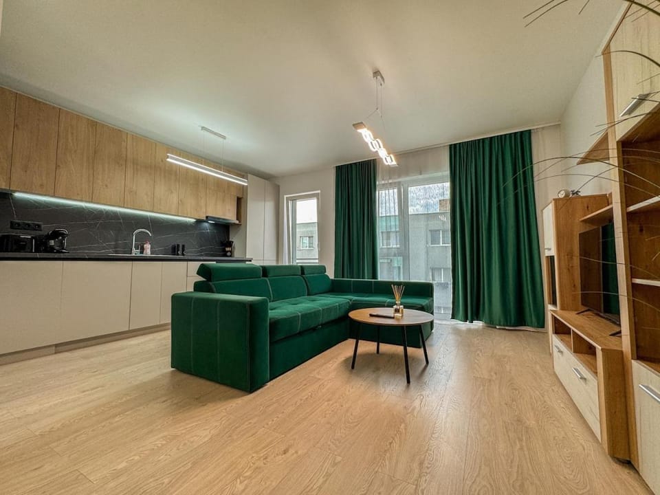 Kitchen or kitchenette, Living room, Seating area, Dining area