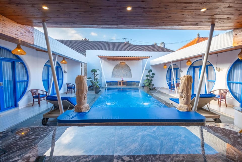 Property building, Patio, Pool view, Swimming pool