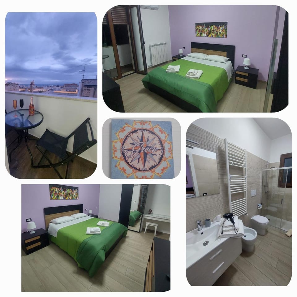 Shower, Toilet, Bed, Property logo or sign, Bathroom, Balcony/Terrace, Photo of the whole room, Decorative detail, Bedroom, bidet, hair dryier, heating, towels, wardrobe, air conditioner