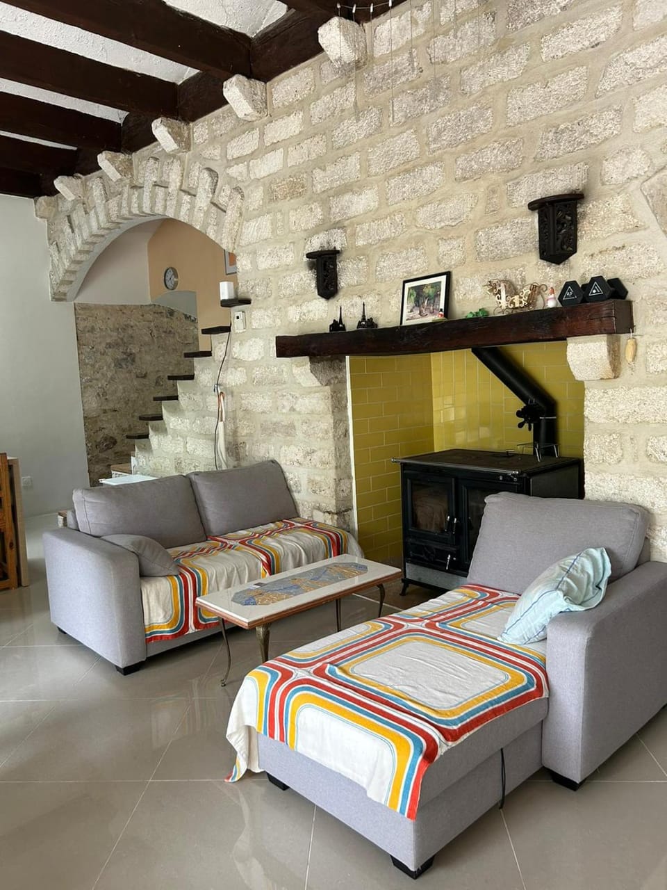 Living room, fireplace