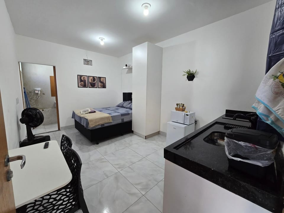 Bed, TV and multimedia, Kitchen or kitchenette, Living room, Photo of the whole room, Seating area, Bedroom