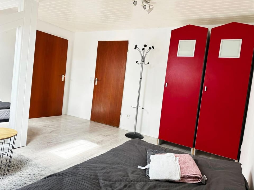 Bed, Photo of the whole room, Bedroom, towels, wardrobe