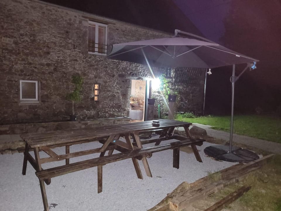 Property building, Night, Garden, Garden view