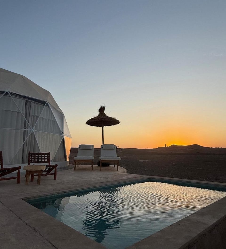 Natural landscape, Mountain view, Pool view, Swimming pool, Sunset, sunbed