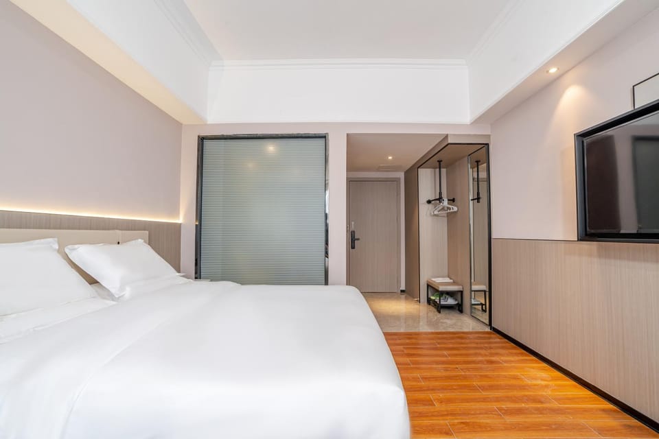 Bed, wardrobe