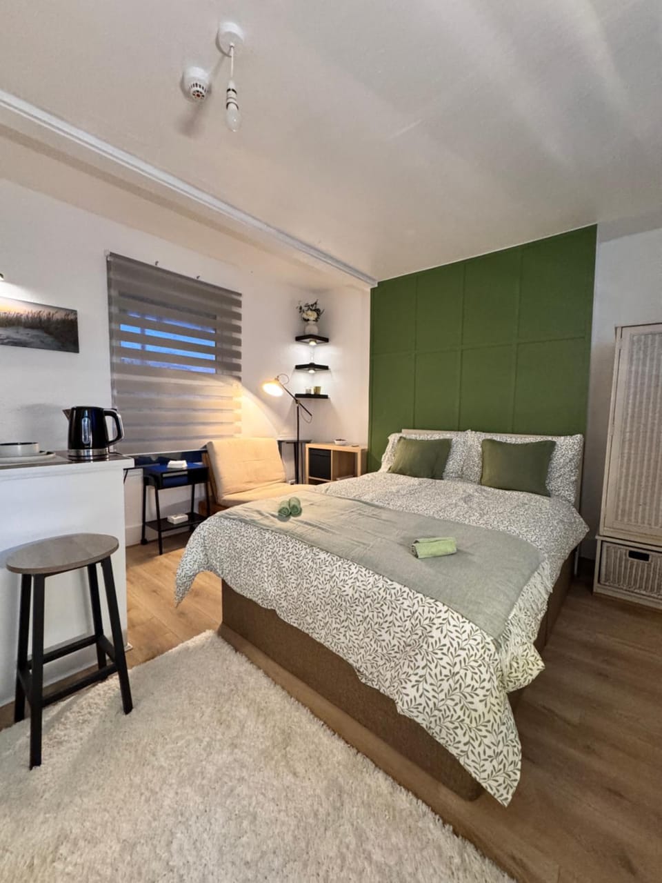 Bed, Living room, Photo of the whole room, Seating area