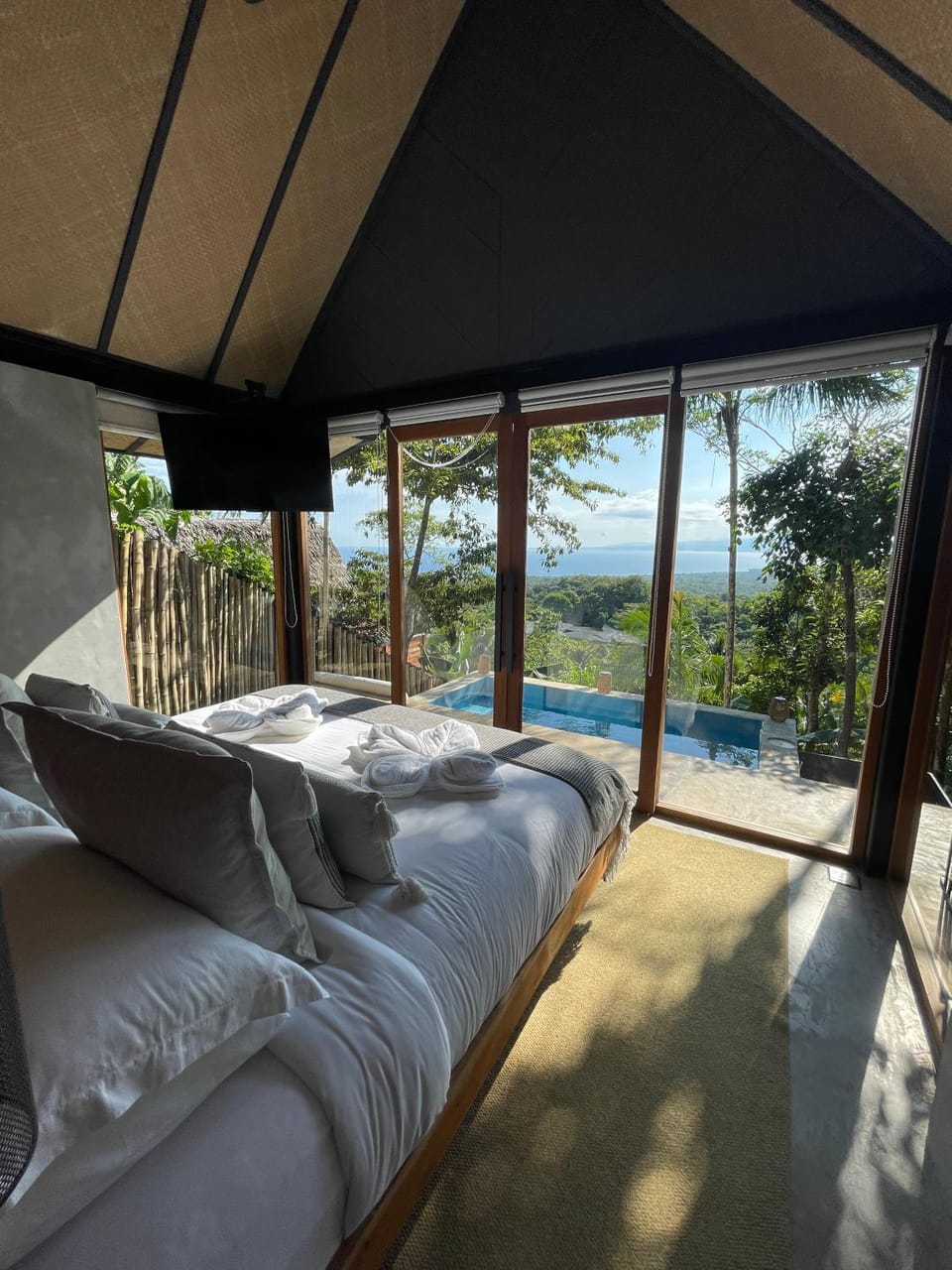 Bed, View (from property/room), Mountain view, Pool view, Swimming pool