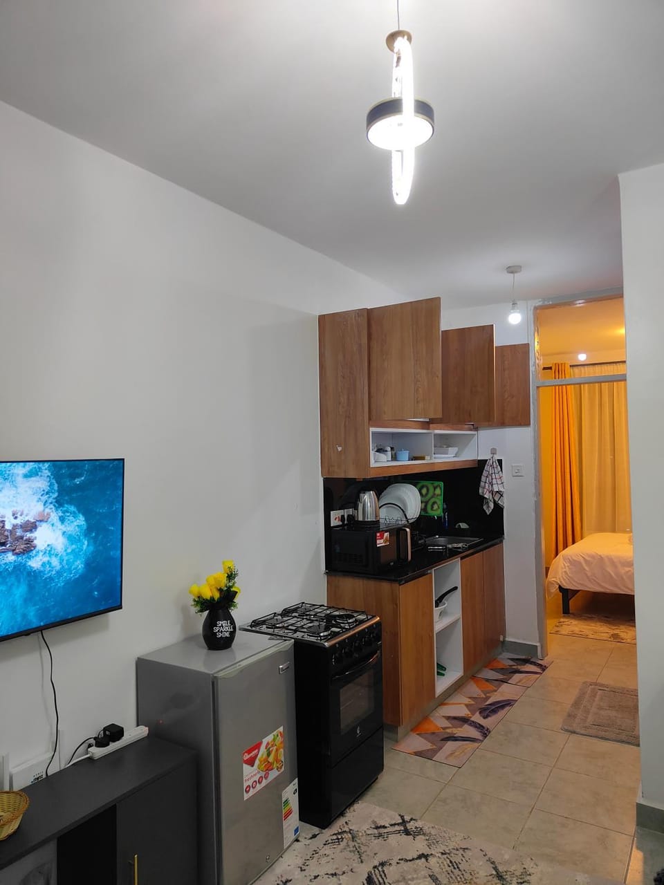 Kitchen or kitchenette, oven, stove