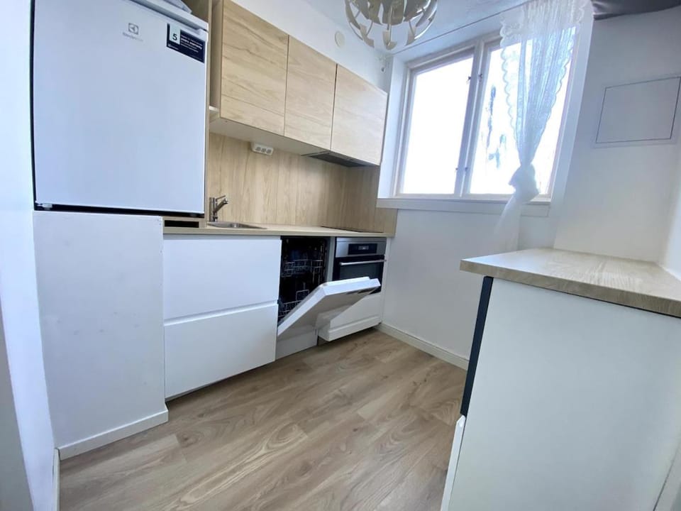Kitchen or kitchenette, oven