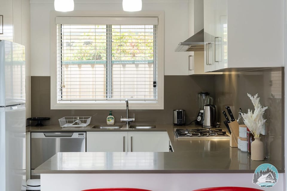 Kitchen or kitchenette, stove