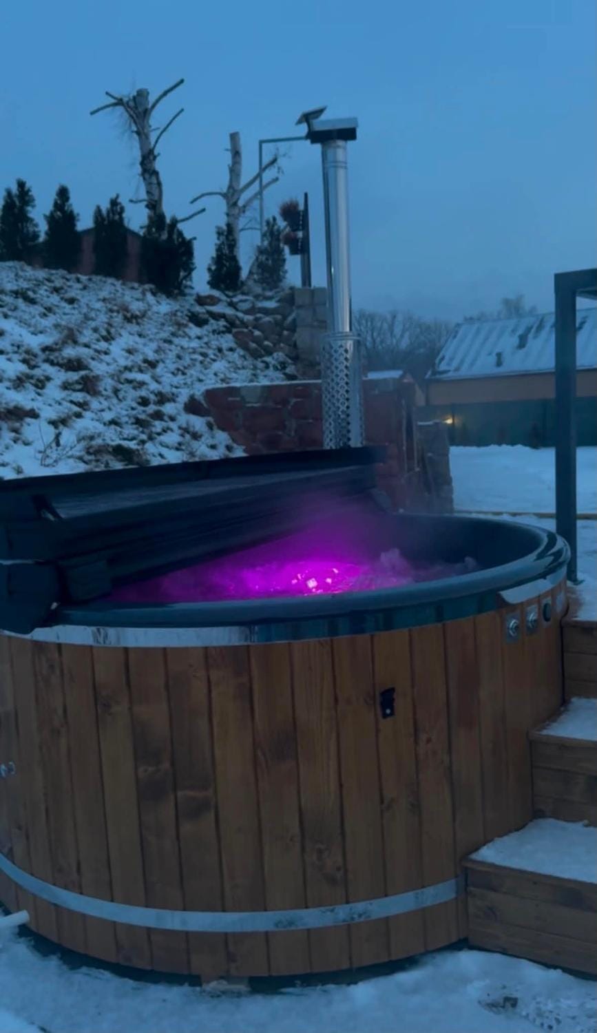Night, Natural landscape, Winter, Hot Tub, Bath