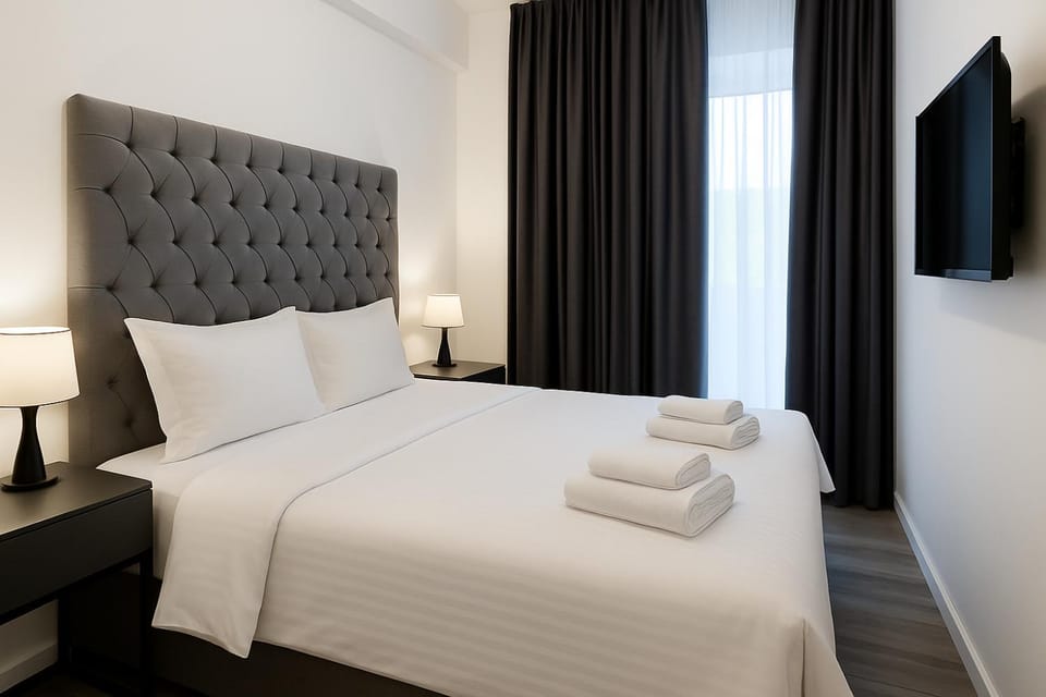 Bed, TV and multimedia, Photo of the whole room, Bedroom, soundproof, towels