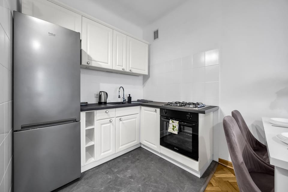 Kitchen or kitchenette, stove