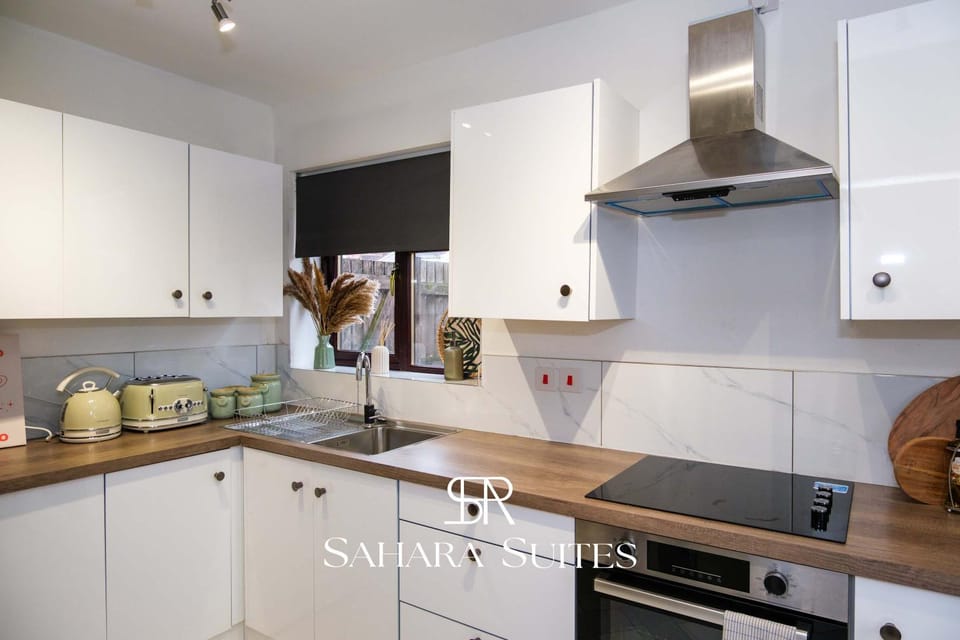 Kitchen or kitchenette, oven, stove, toaster