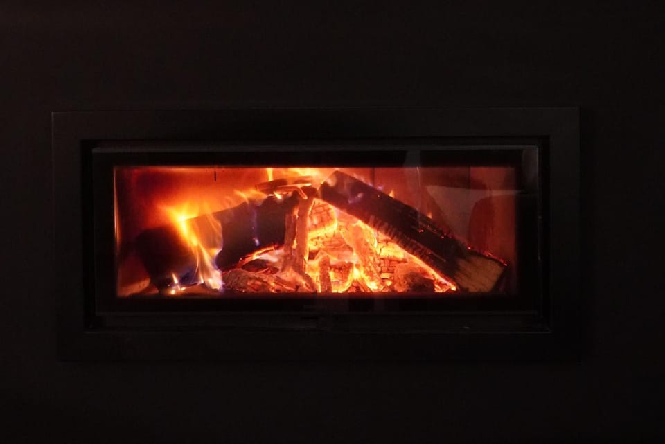 Night, Winter, Living room, heating