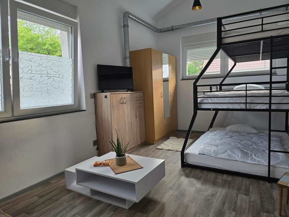Property building, Living room, Bedroom