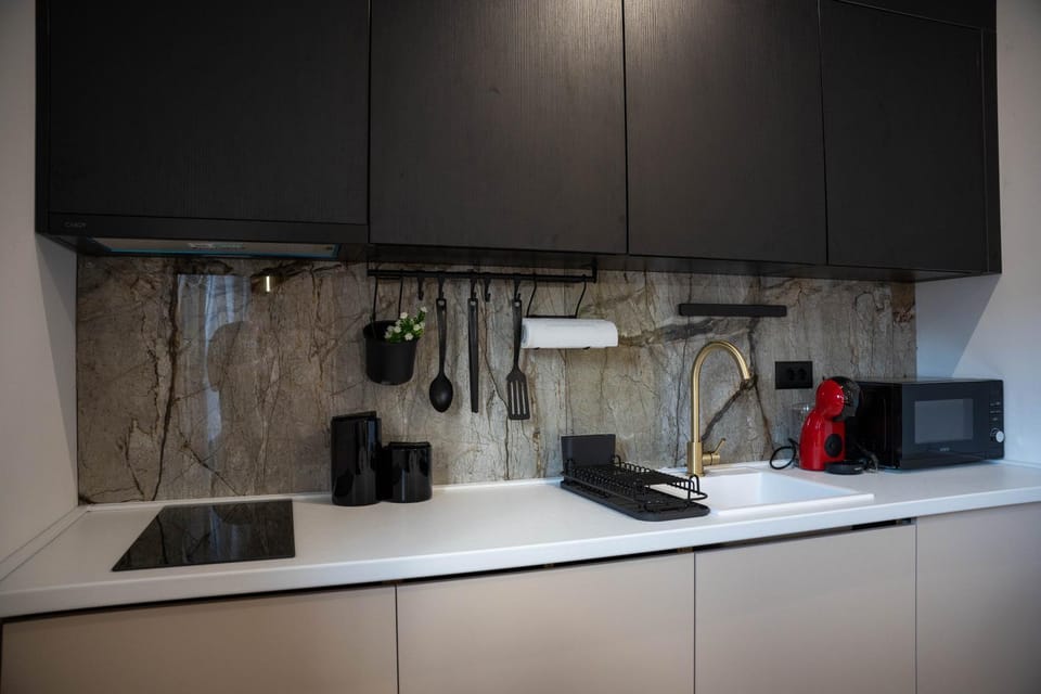 Kitchen or kitchenette, minibar, stove