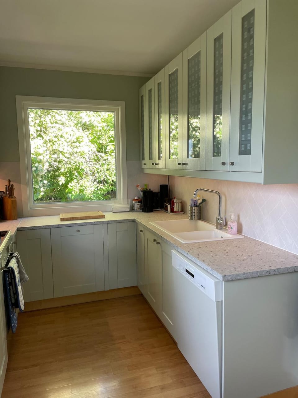 Kitchen or kitchenette, dishwasher, stove