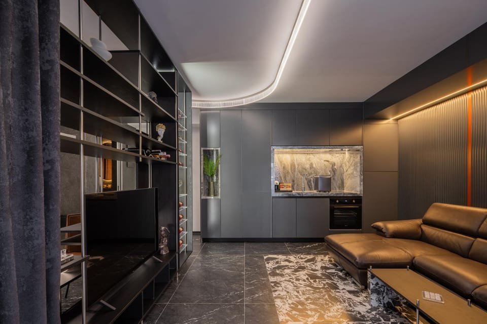 TV and multimedia, Kitchen or kitchenette, Living room, Seating area, oven