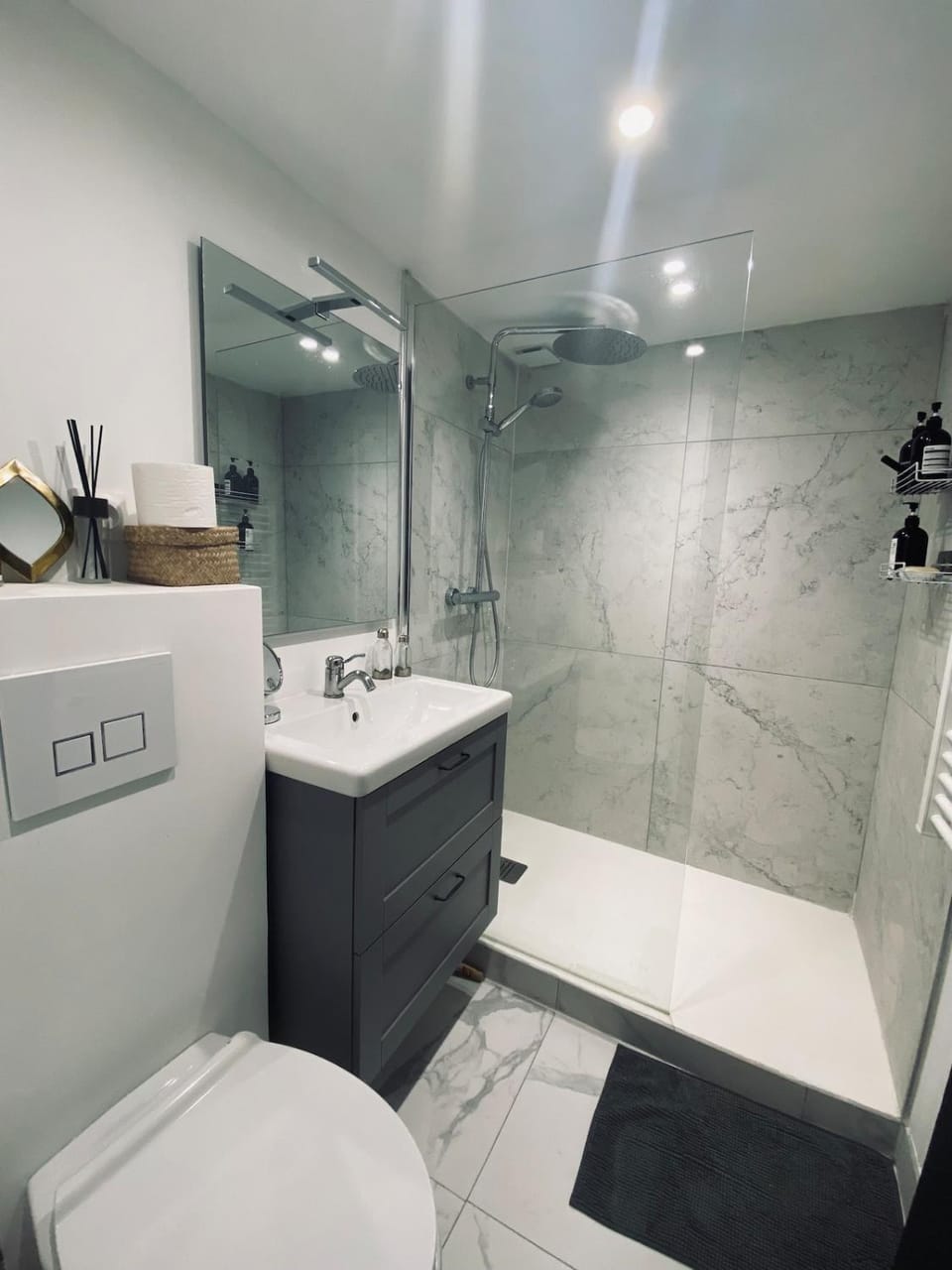 Shower, Toilet, towels