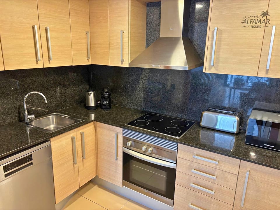 Kitchen or kitchenette, oven, stove