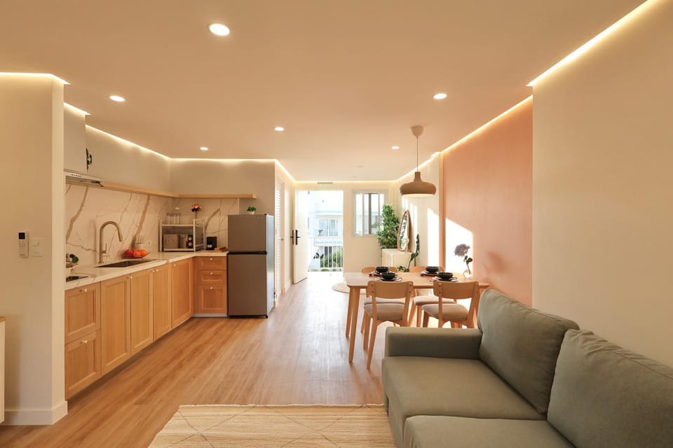 Kitchen or kitchenette, Living room, Dining area