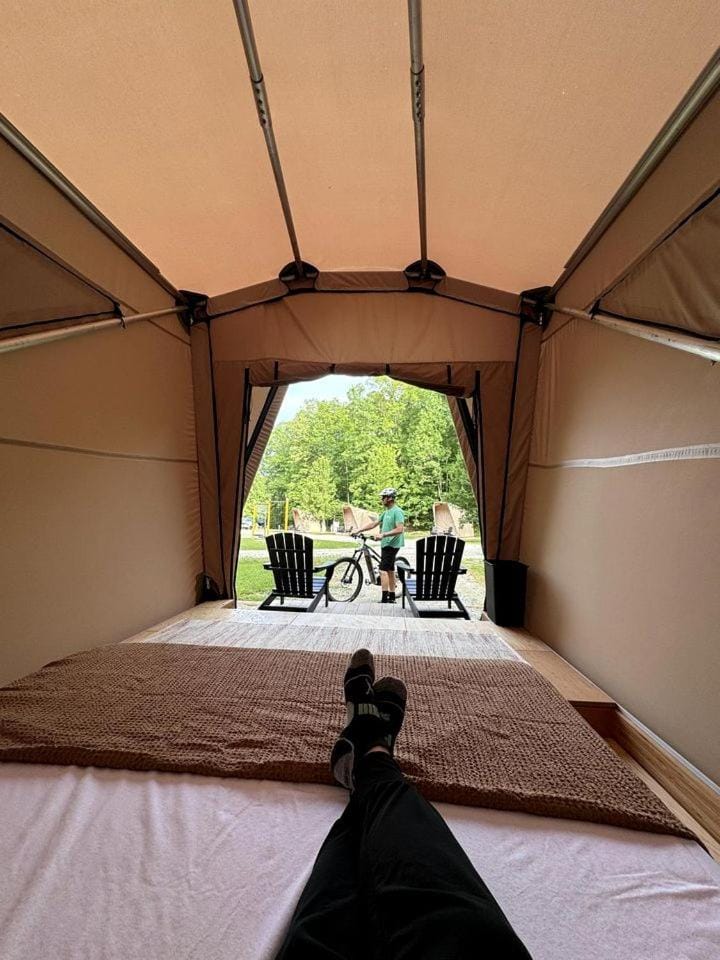 Safari Tent Glamping in Kentucky with AC and Access to Biking Trails Luxury tent in Kentucky