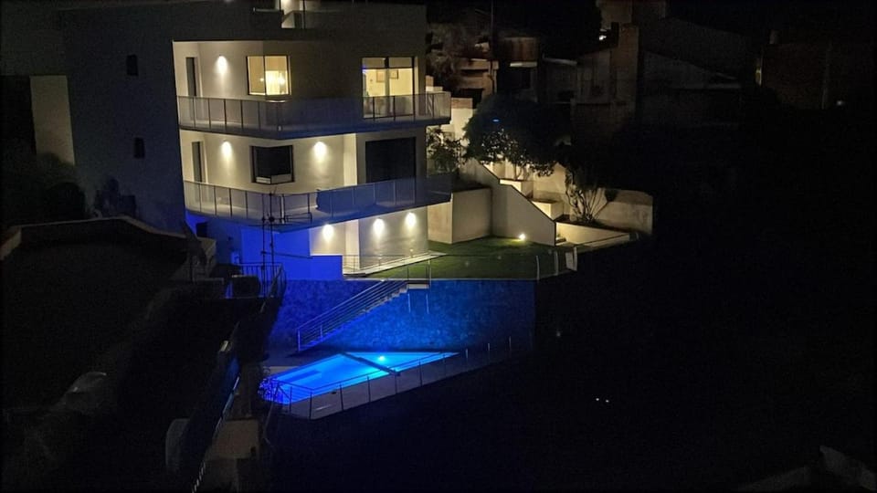 Night, Pool view, Swimming pool