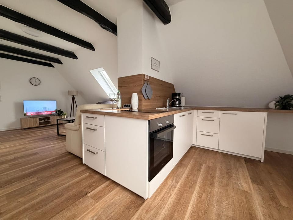 Kitchen or kitchenette, oven, stove