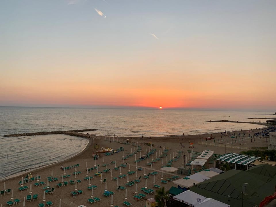 View (from property/room), Balcony/Terrace, Beach, Sea view, Sunset