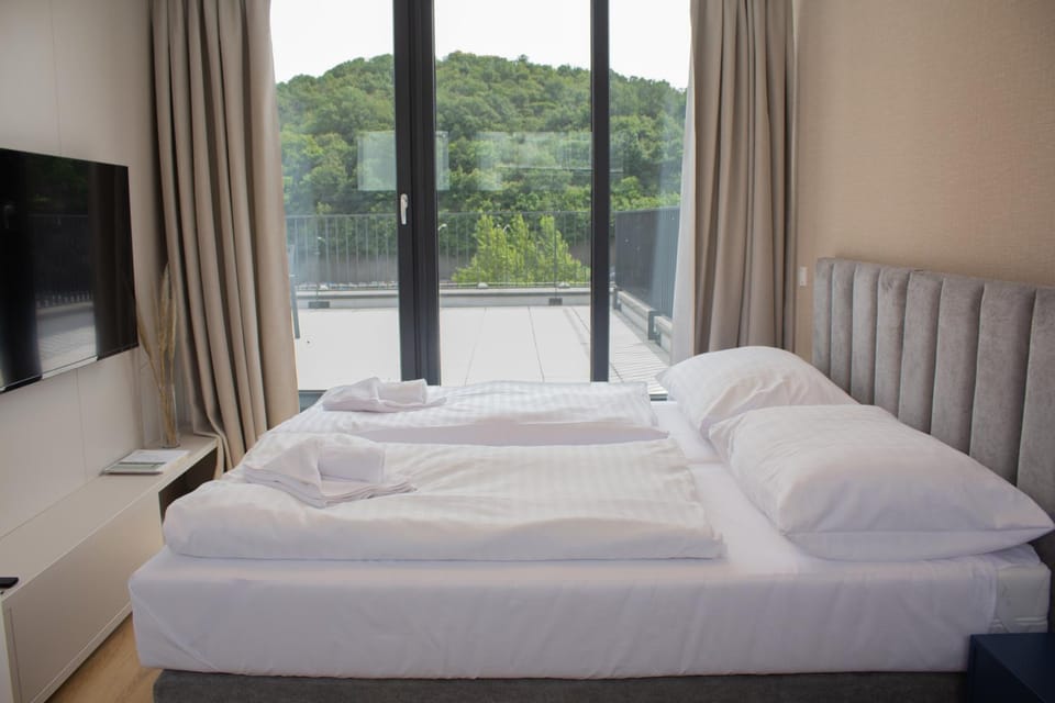 Bed, Natural landscape, View (from property/room), Bedroom
