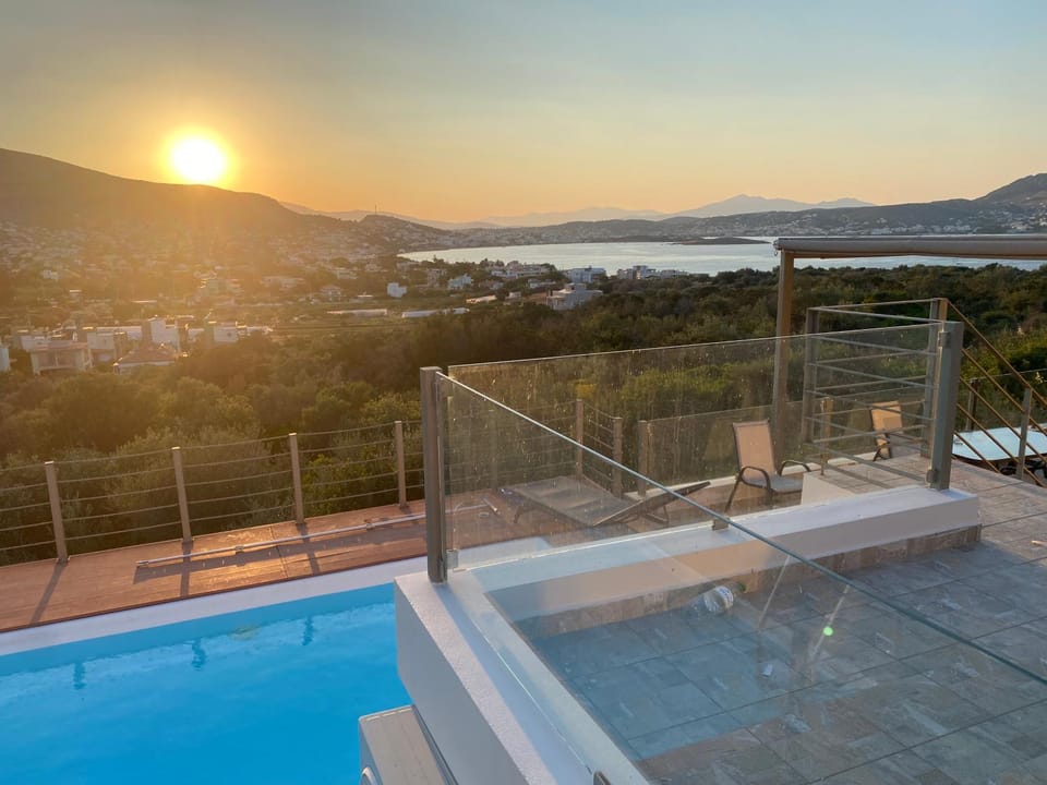 Balcony/Terrace, Pool view, Sea view, Swimming pool, Sunset