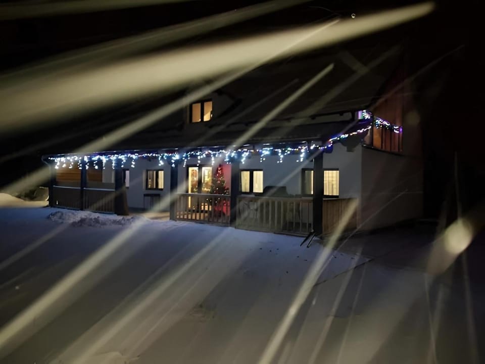 Property building, Night, Winter