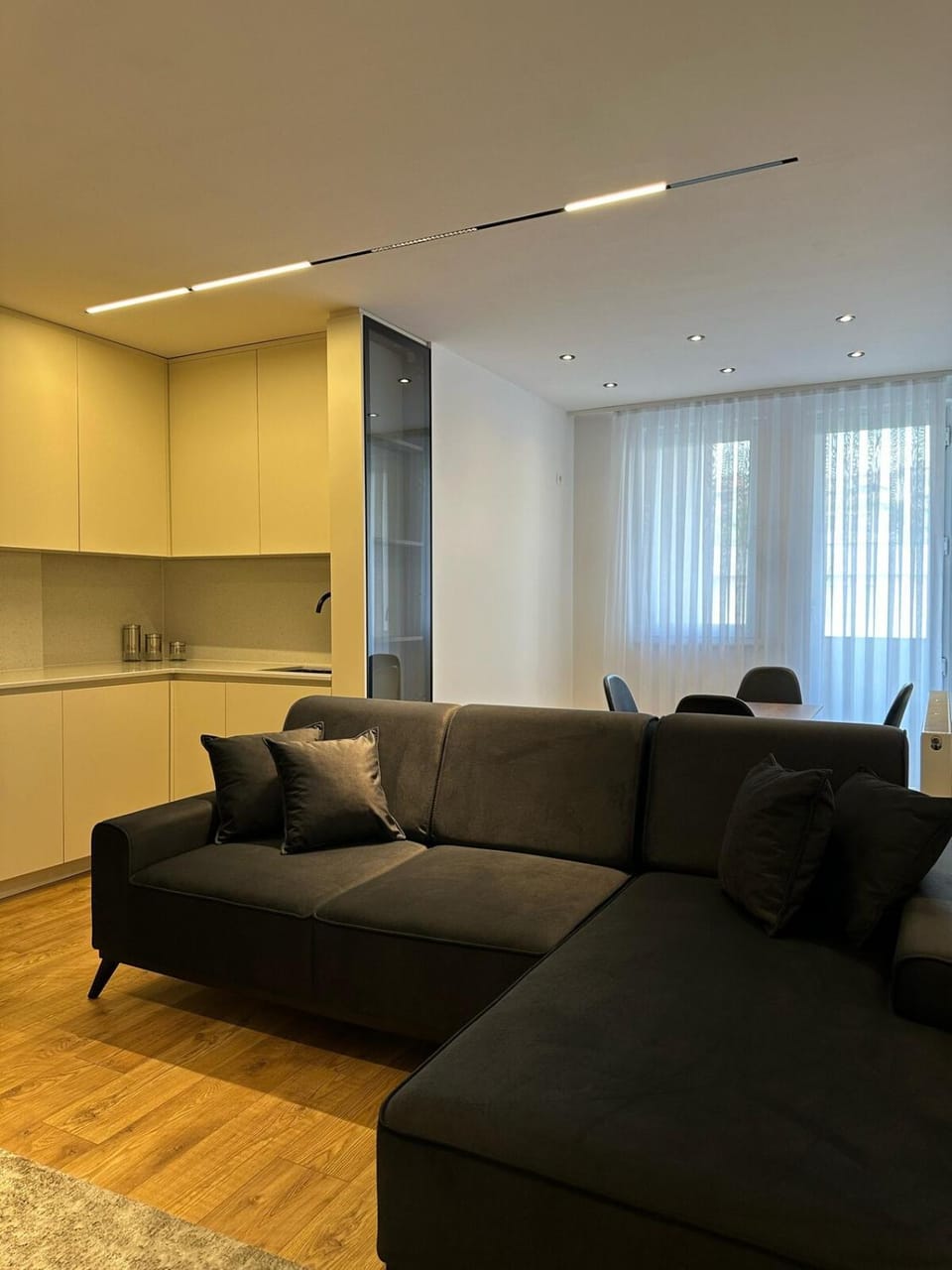 Kitchen or kitchenette, Living room, Seating area