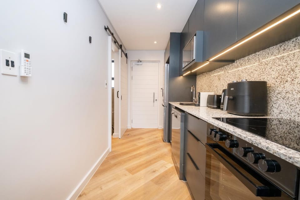 Kitchen or kitchenette, dishwasher, oven, stove, toaster