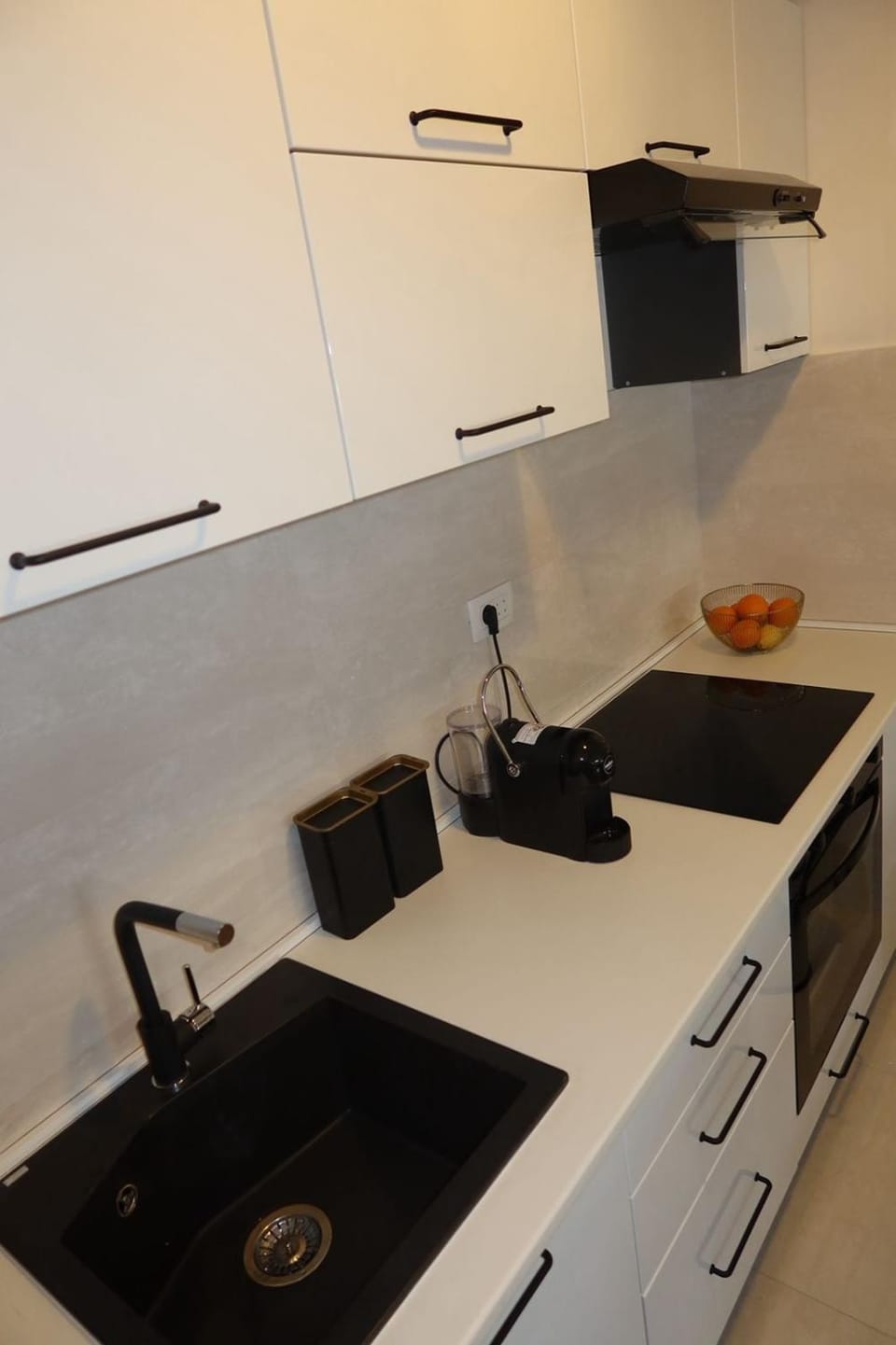 Kitchen or kitchenette, stove