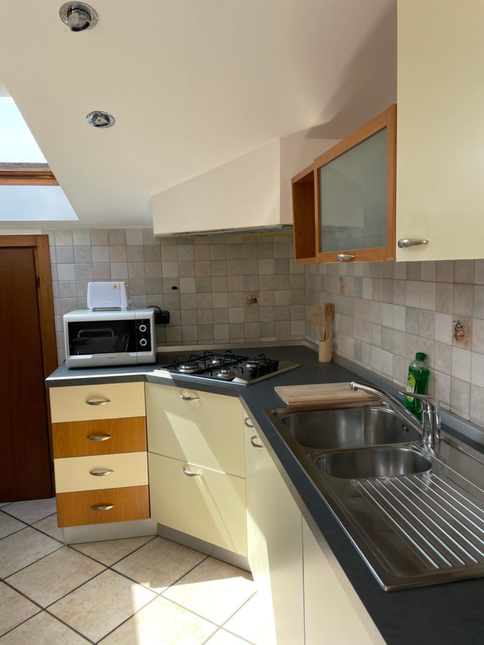 Kitchen or kitchenette, stove