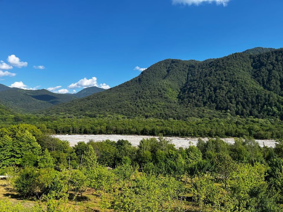 Day, Natural landscape, Mountain view, River view