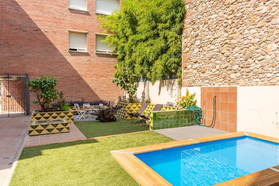 Property building, Living room, Swimming pool