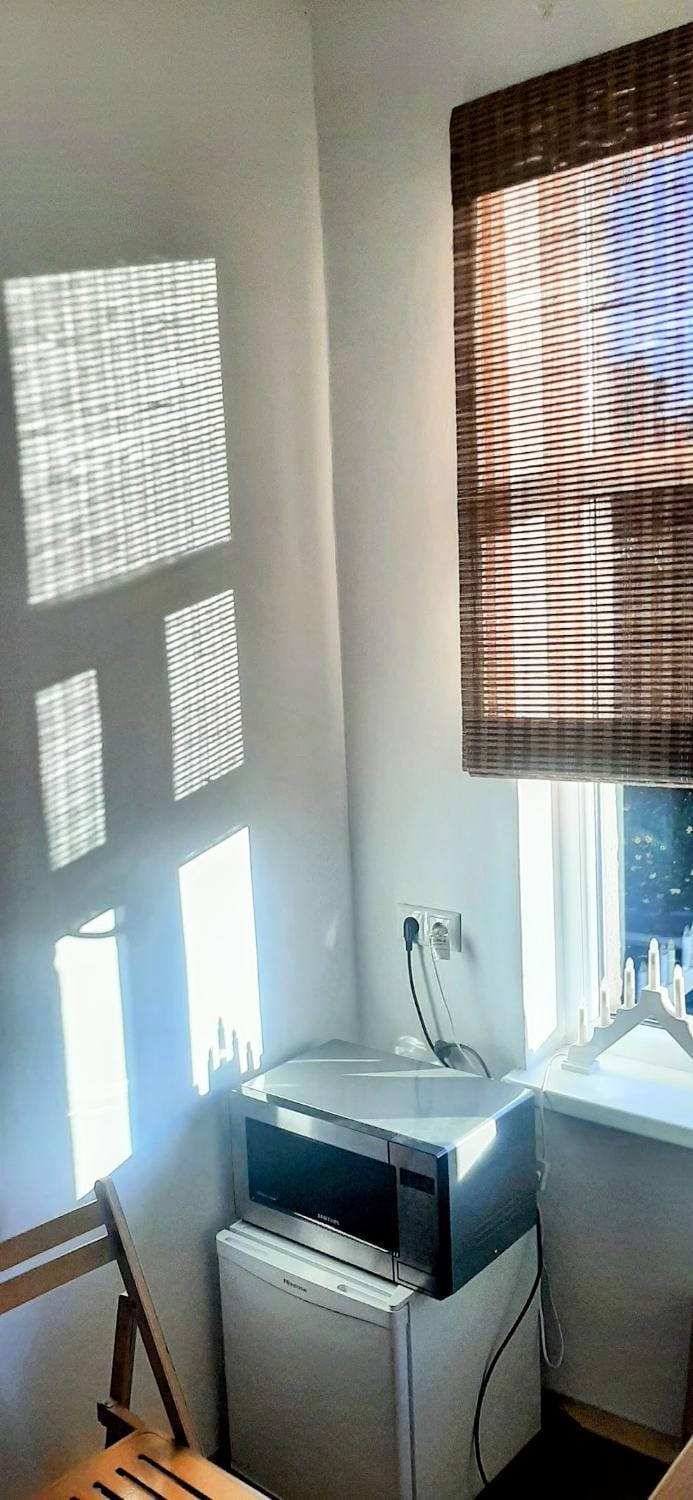 Kitchen or kitchenette, microwave