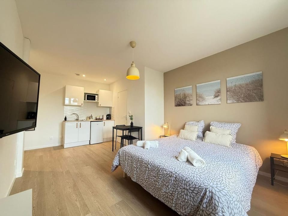 Bed, TV and multimedia, Kitchen or kitchenette, Photo of the whole room, Bedroom