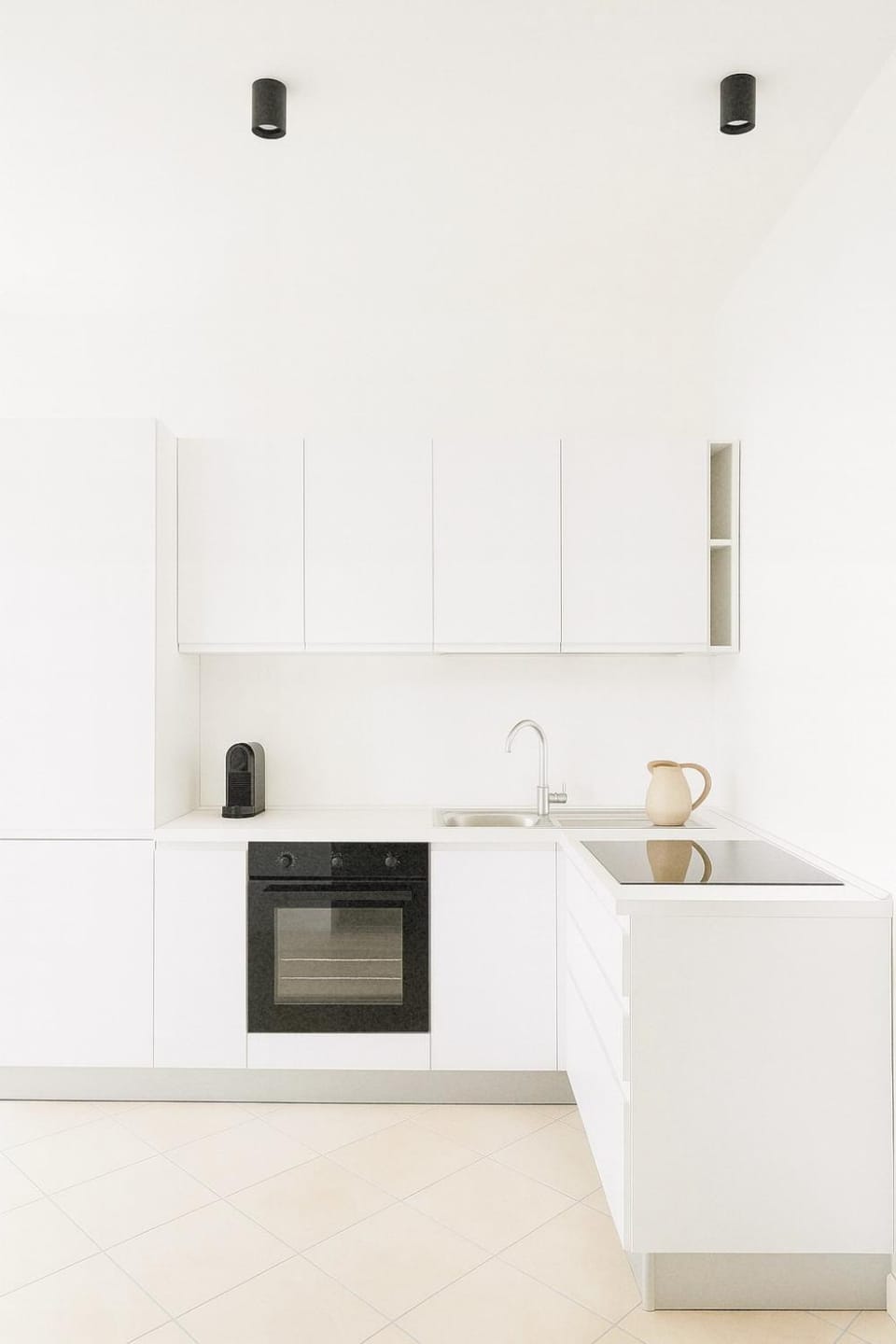 Kitchen or kitchenette, stove