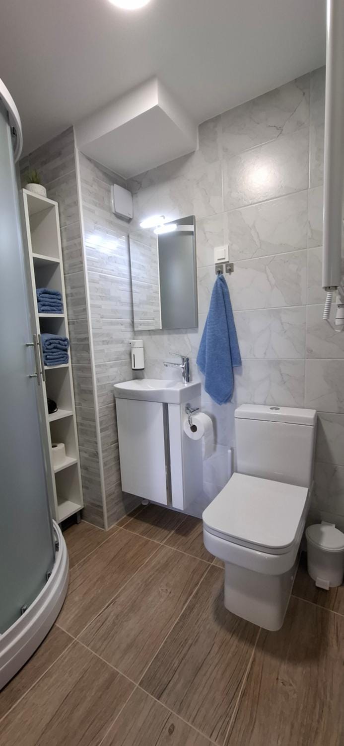 Shower, Toilet, Bathroom, towels
