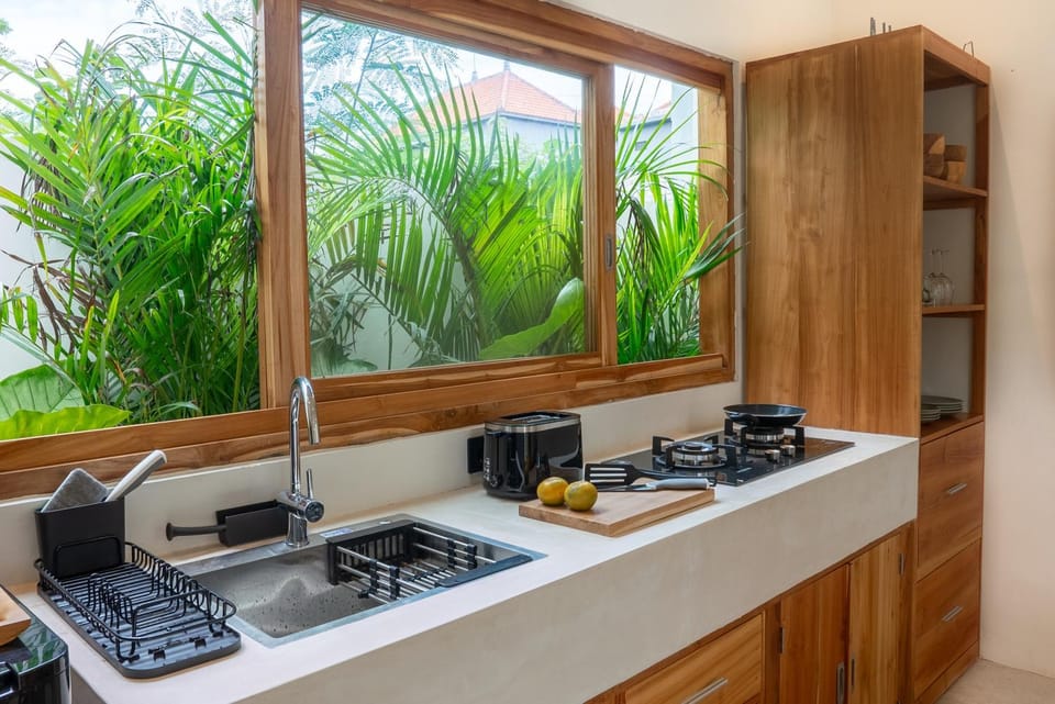 Kitchen or kitchenette, stove, toaster