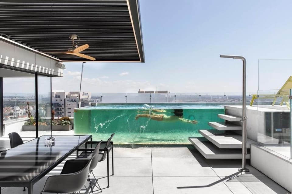 Patio, Natural landscape, Balcony/Terrace, Dining area, Pool view, Sea view, Swimming pool