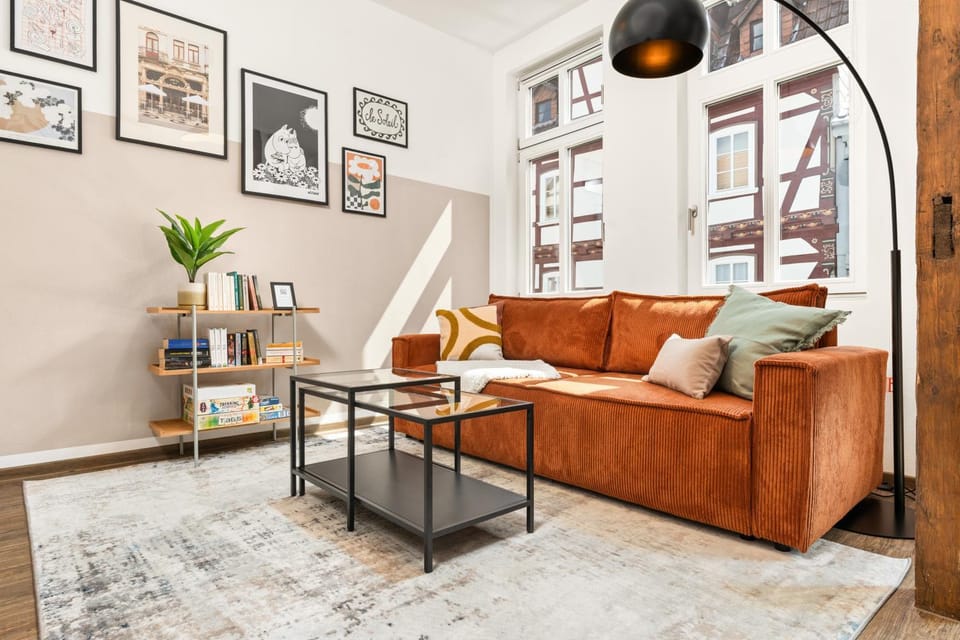 Bed, Living room, Seating area