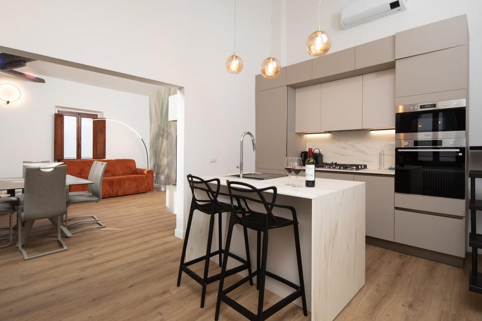 Kitchen or kitchenette, Living room, Dining area, dishwasher, oven, stove